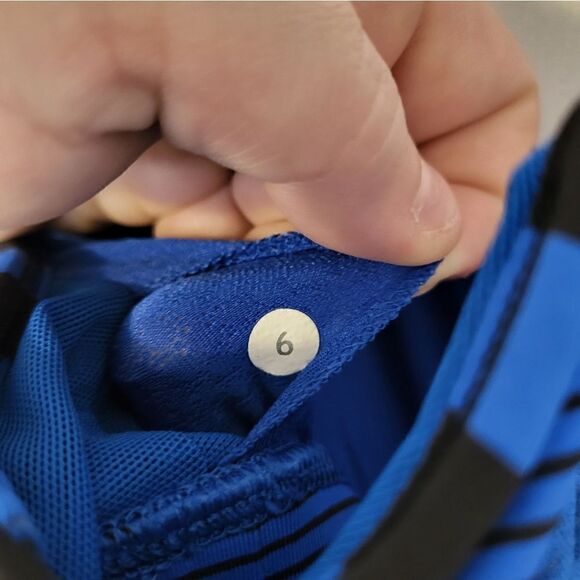 Lululemon Athletica blue tank with blue/black striped built-in bra - Picture 2 of 7